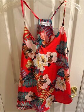 Floral Red Tropical Print Cami